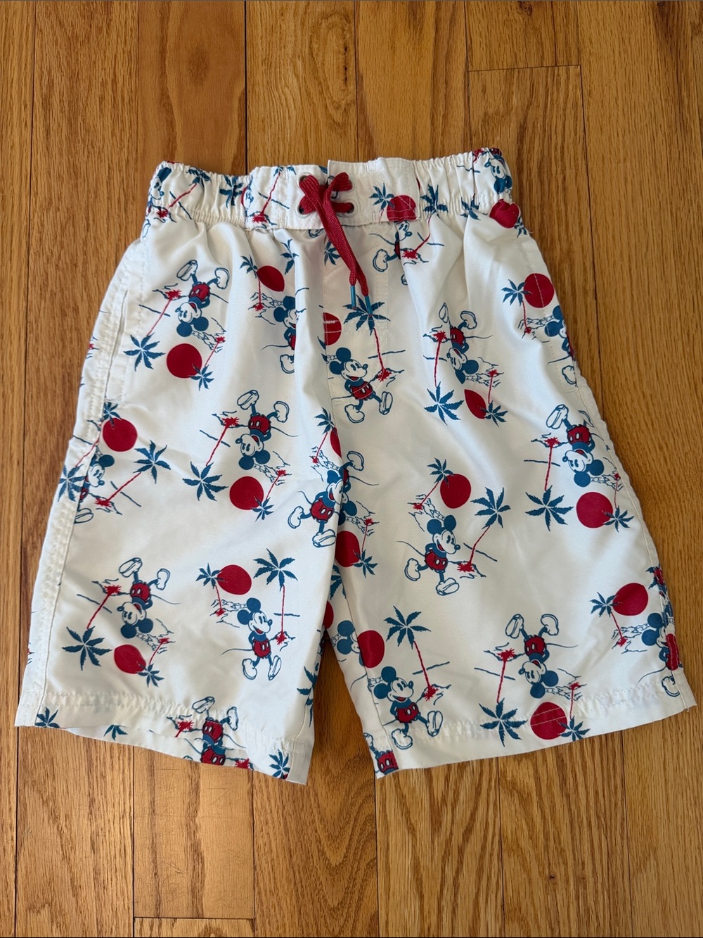 Disney Junk Food Kids White Swim Shorts with Mickey Mouse Graphic Size Medium